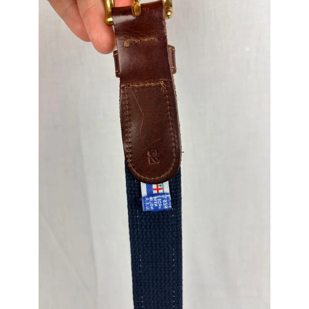 Preston New England Mens Mahi Mahi Fish Surcingle Belt Blu Green Leather Size 32